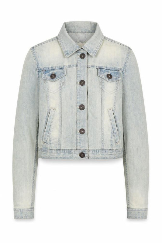 Front view of Internacionale women’s blue jacket, size UK 12, zip