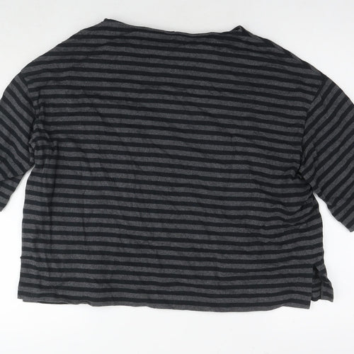 Uniqlo Womens Grey Striped Cotton Pullover Sweatshirt Size L Pullover