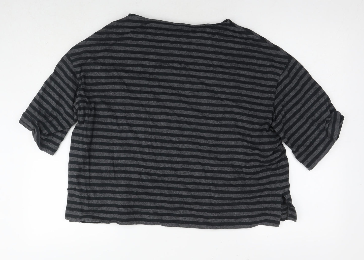 Uniqlo Womens Grey Striped Cotton Pullover Sweatshirt Size L Pullover