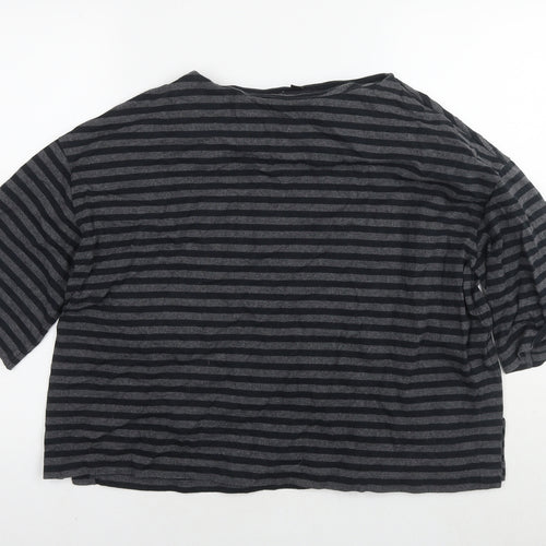 Uniqlo Womens Grey Striped Cotton Pullover Sweatshirt Size L Pullover