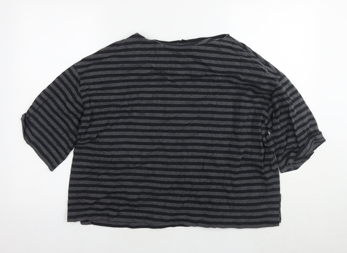 Uniqlo Womens Grey Striped Cotton Pullover Sweatshirt Size L Pullover