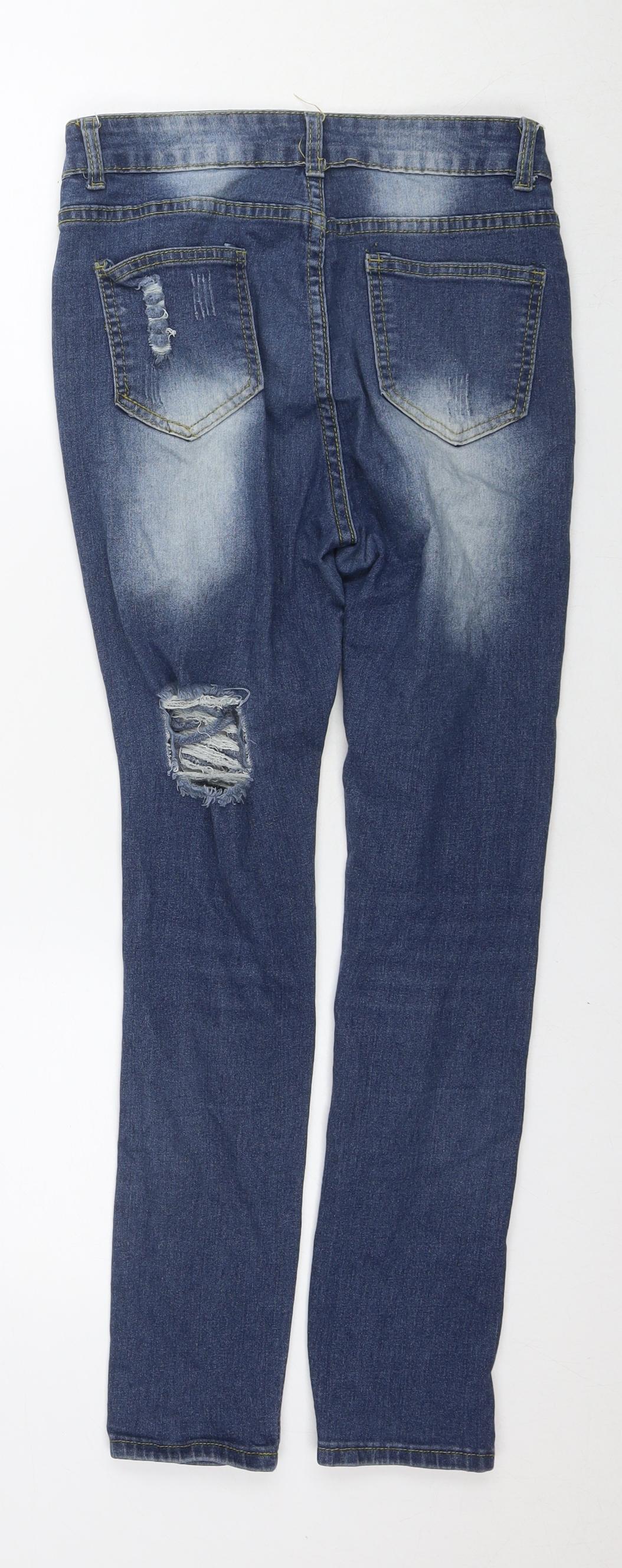 Denim Womens Blue Cotton Skinny Jeans Size S L27 in Regular Zip