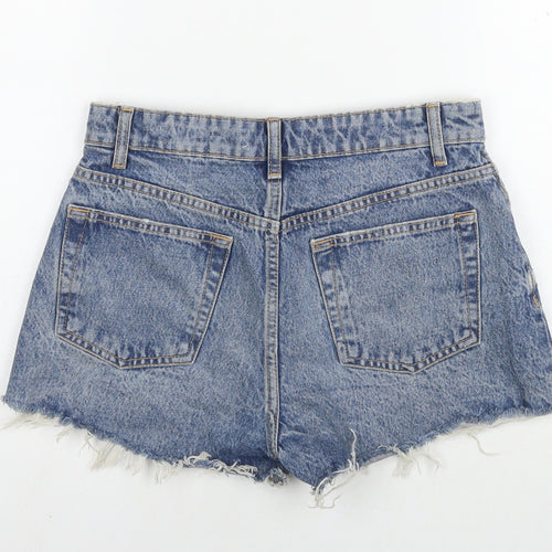 Zara Womens Blue Cotton Cut-Off Shorts Size 8 L3 in Regular Zip