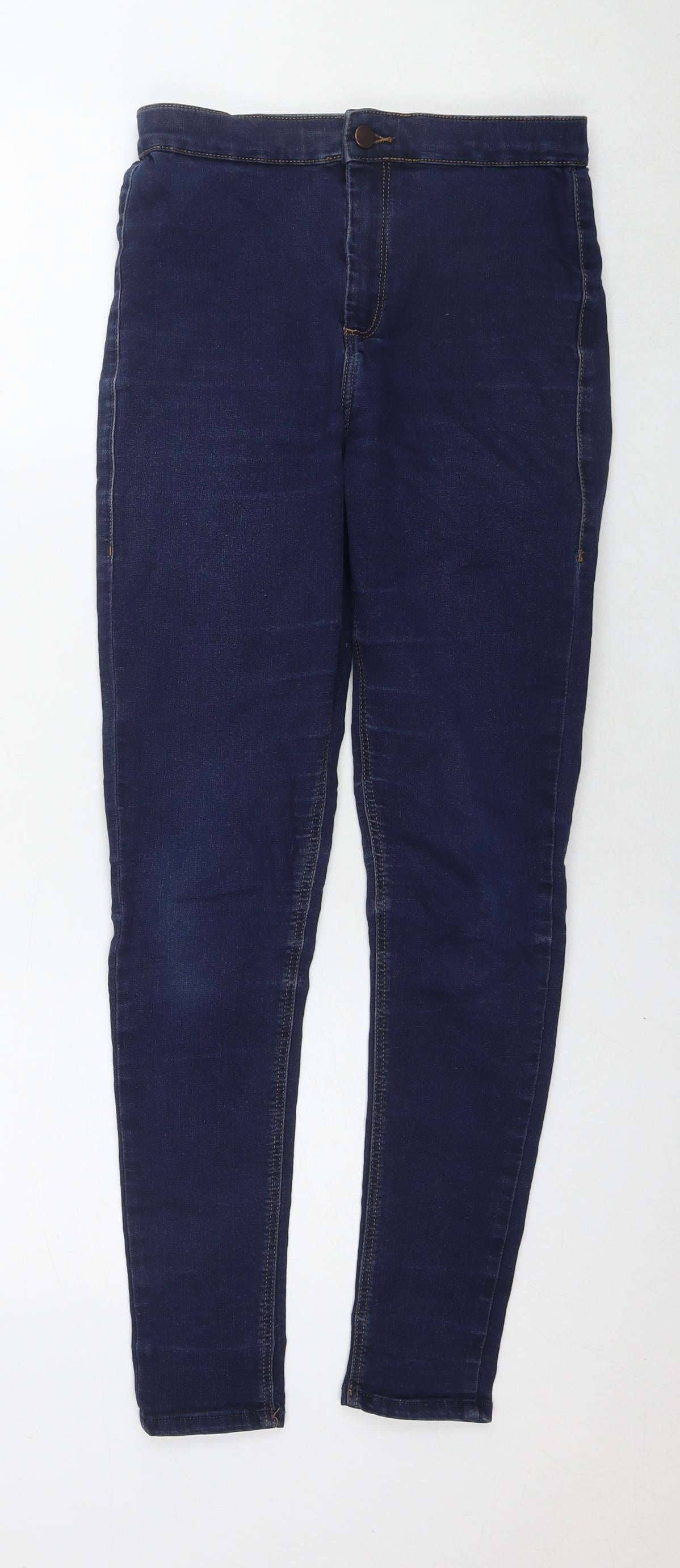 Topshop Womens Blue Cotton Skinny Jeans Size 32 in L30 in Regular Zip