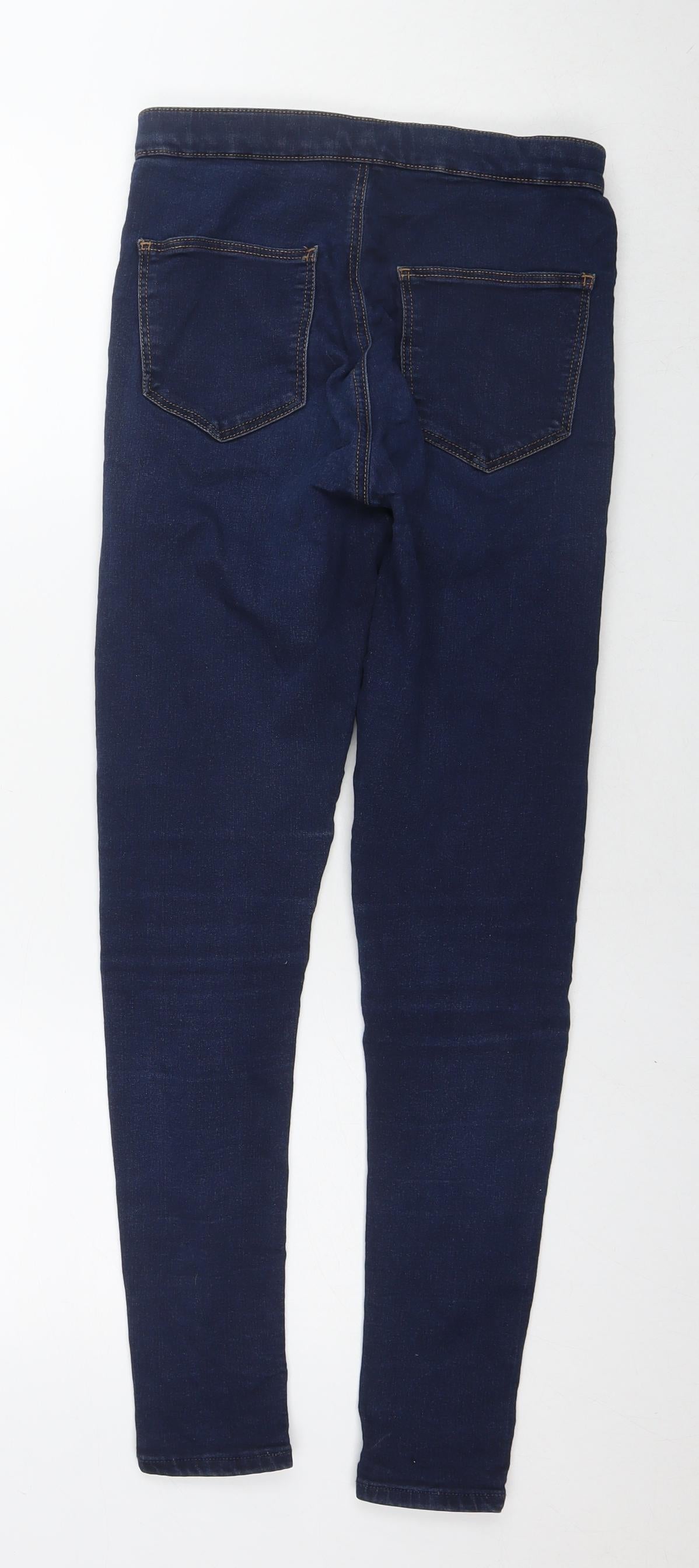 Topshop Womens Blue Cotton Skinny Jeans Size 32 in L30 in Regular Zip