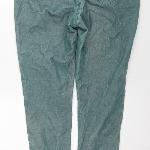 Marks and Spencer Womens Blue Cotton Trousers Size 18 L30 in Regular Zip