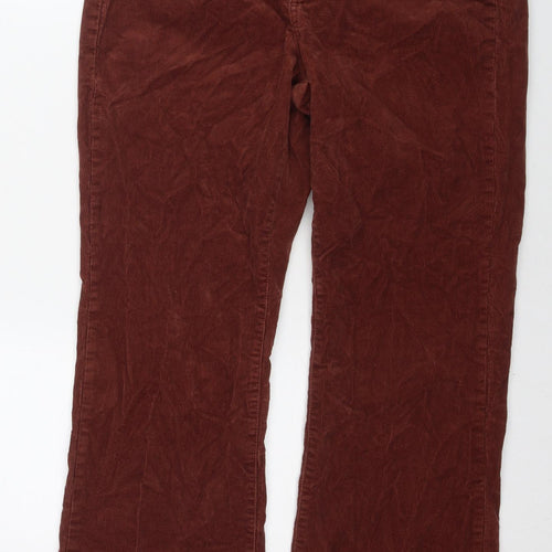 Uniqlo Womens Brown Cotton Trousers Size 30 in L29 in Regular Zip