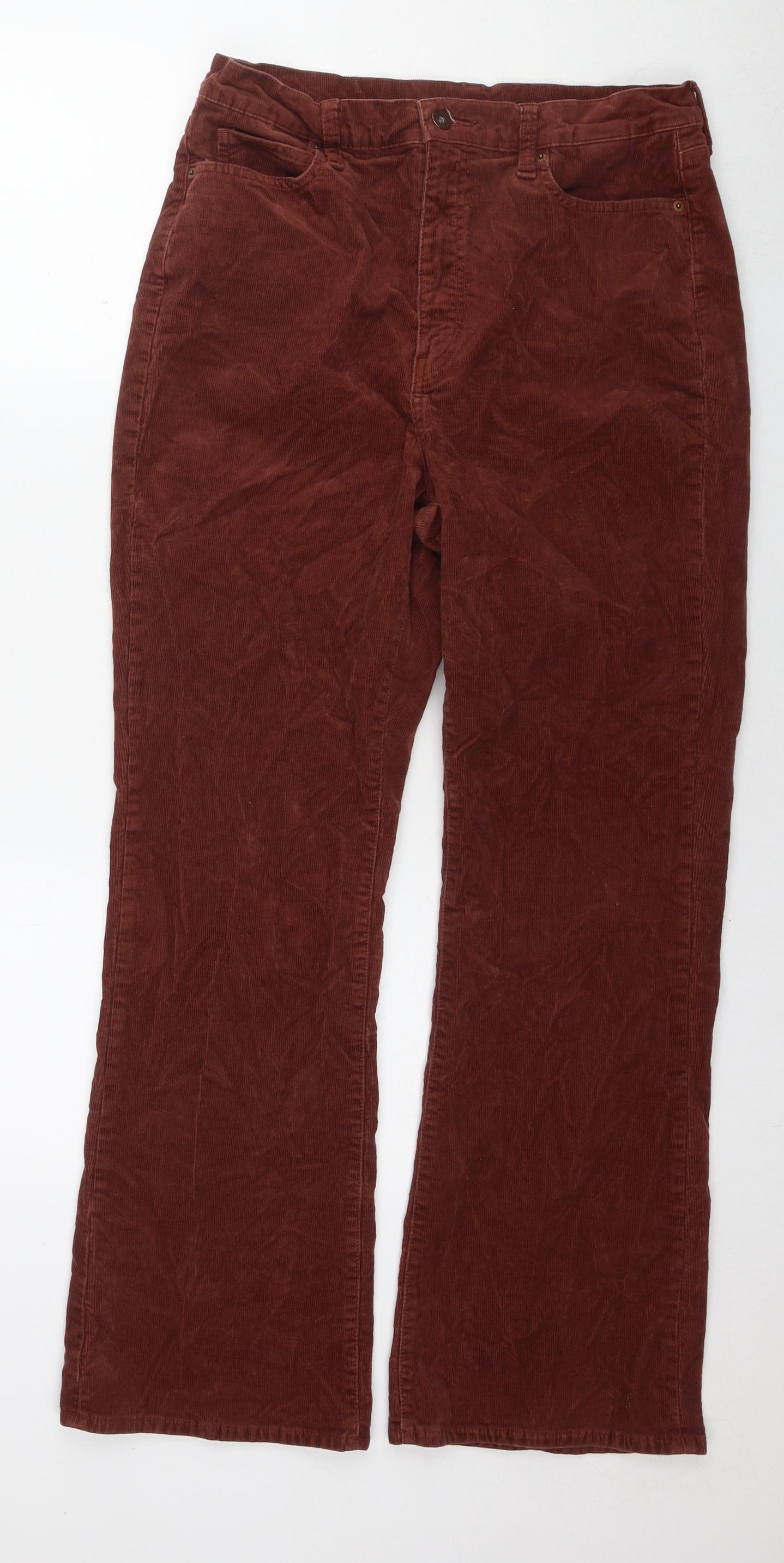 Uniqlo Womens Brown Cotton Trousers Size 30 in L29 in Regular Zip