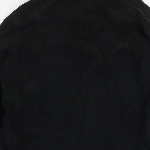 POP Mens Black Cotton Button-Up Size S Collared Snap