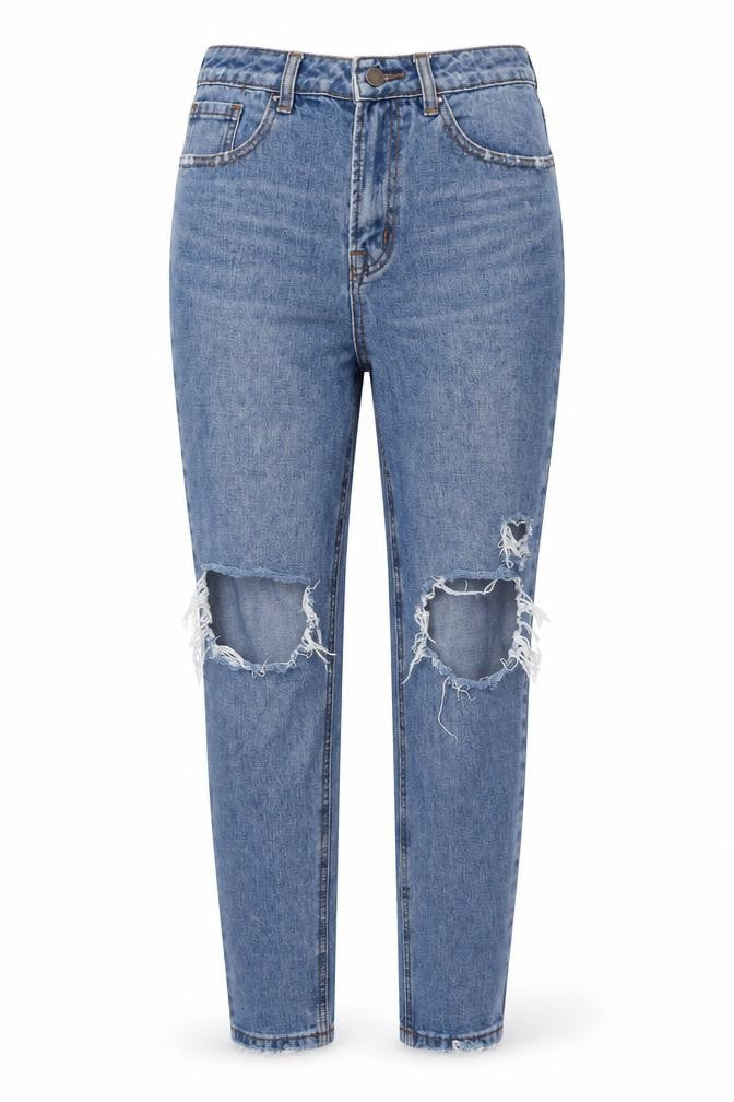 Topshop Womens Blue Cotton Mom Jeans Size 10 L26 in Regular Zip