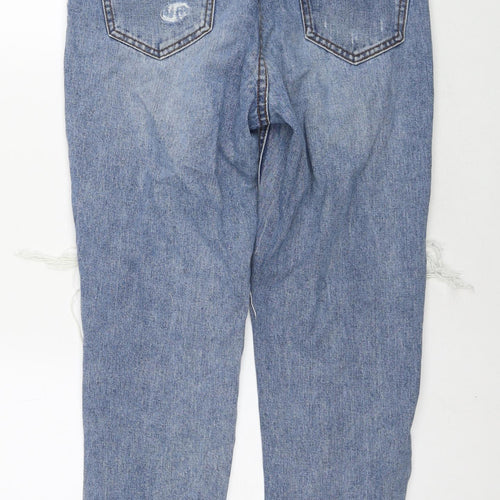 Topshop Womens Blue Cotton Mom Jeans Size 10 L26 in Regular Zip