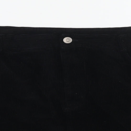 New Look Womens Black Cotton A-Line Skirt Size 18 Zip