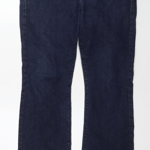 NEXT Womens Blue Cotton Bootcut Jeans Size 16 L31 in Slim Zip