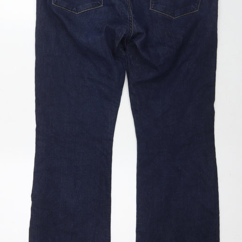 NEXT Womens Blue Cotton Bootcut Jeans Size 16 L31 in Slim Zip