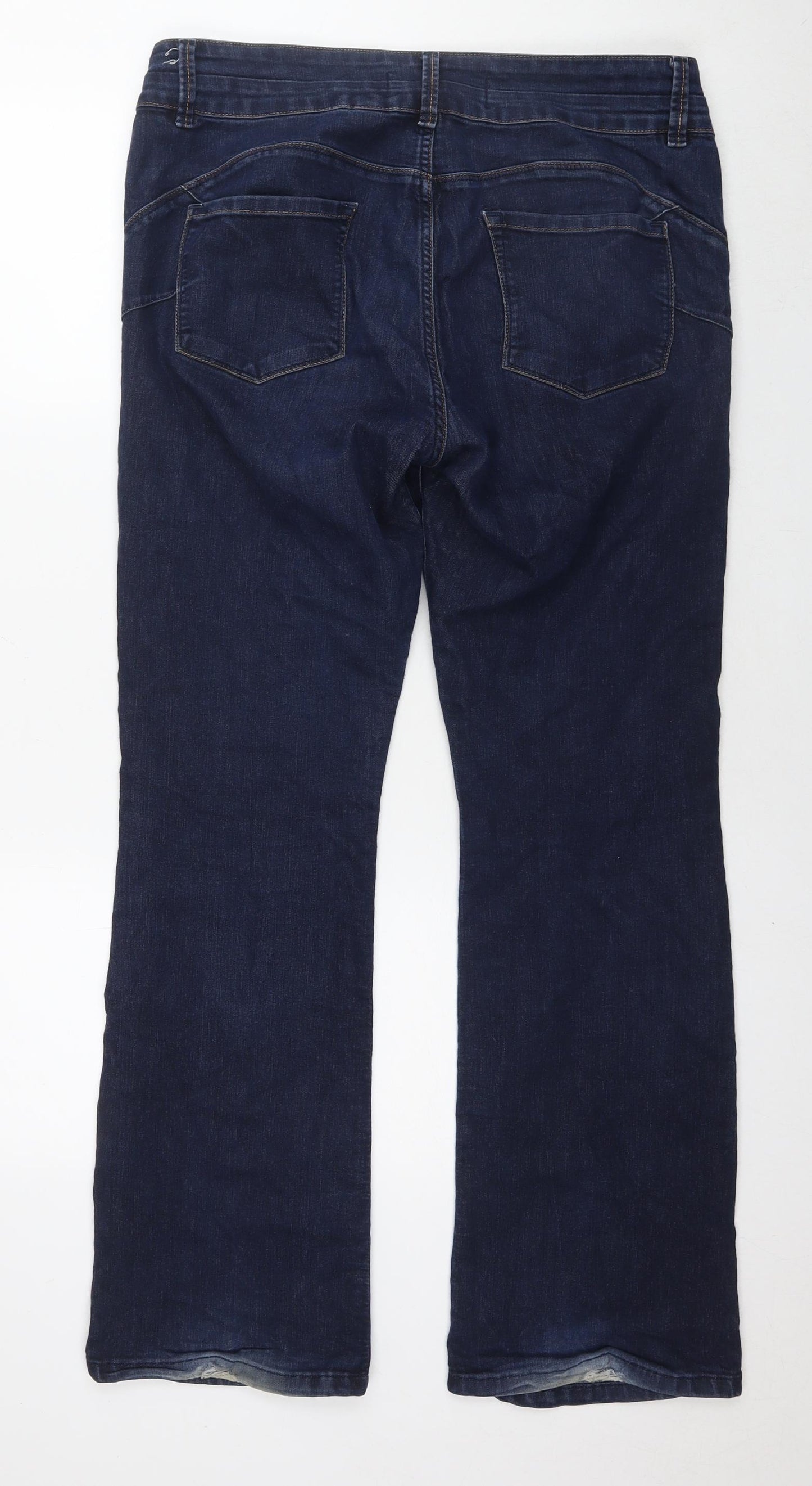 NEXT Womens Blue Cotton Bootcut Jeans Size 16 L31 in Slim Zip