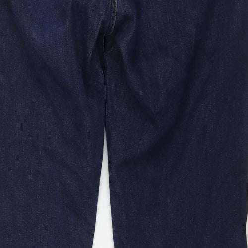 NEXT Womens Blue Cotton Bootcut Jeans Size 16 L31 in Slim Zip