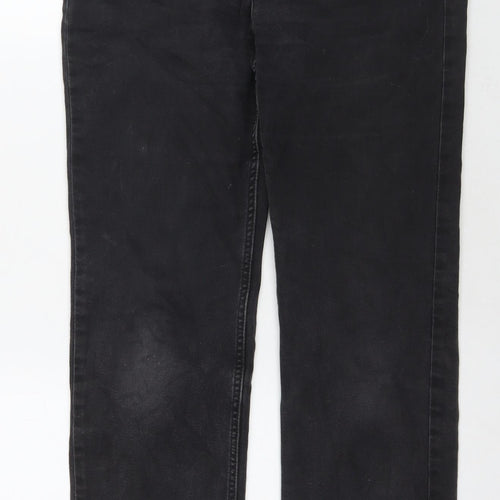 Marks and Spencer Womens Black Cotton Straight Jeans Size 12 L26 in Regular Zip