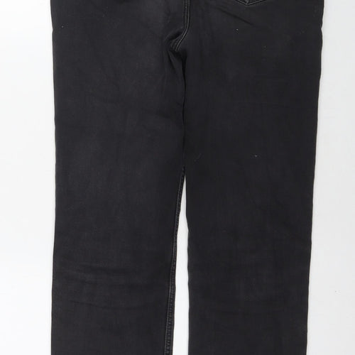 Marks and Spencer Womens Black Cotton Straight Jeans Size 12 L26 in Regular Zip