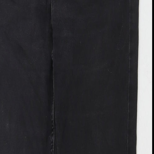 Marks and Spencer Womens Black Cotton Straight Jeans Size 12 L26 in Regular Zip