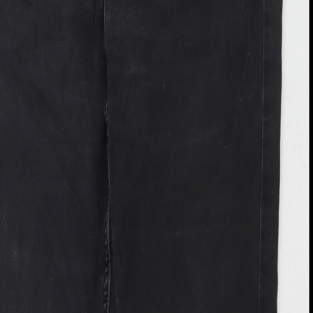 Marks and Spencer Womens Black Cotton Straight Jeans Size 12 L26 in Regular Zip