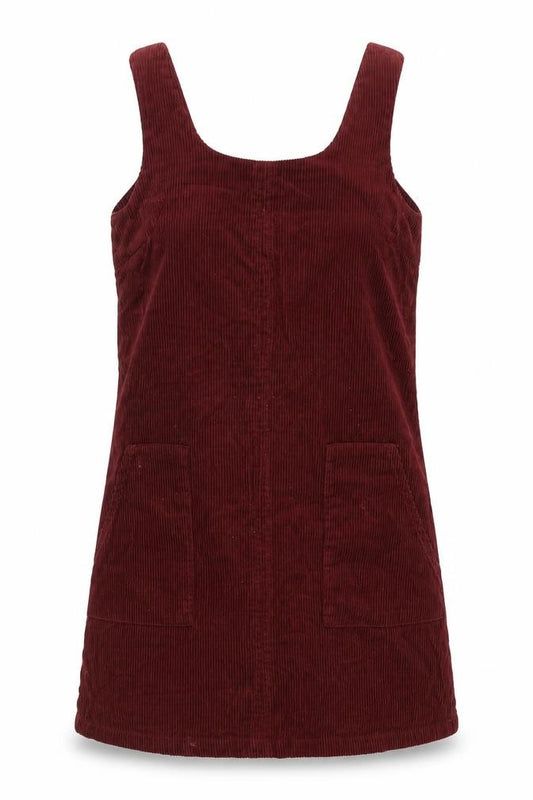 Front view of New Look women’s red cotton tank dress, size UK 8, scoop neck zip