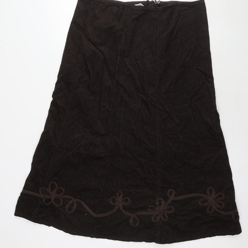 Marks and Spencer Womens Brown Cotton A-Line Skirt Size 16 Zip