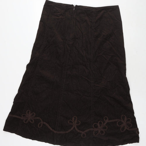 Marks and Spencer Womens Brown Cotton A-Line Skirt Size 16 Zip