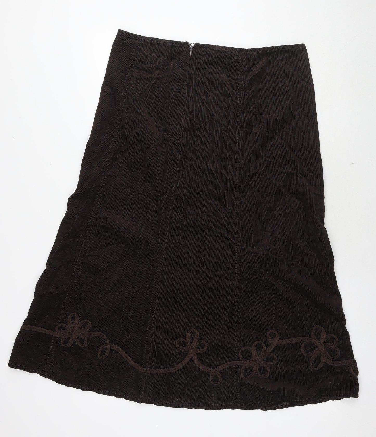 Marks and Spencer Womens Brown Cotton A-Line Skirt Size 16 Zip