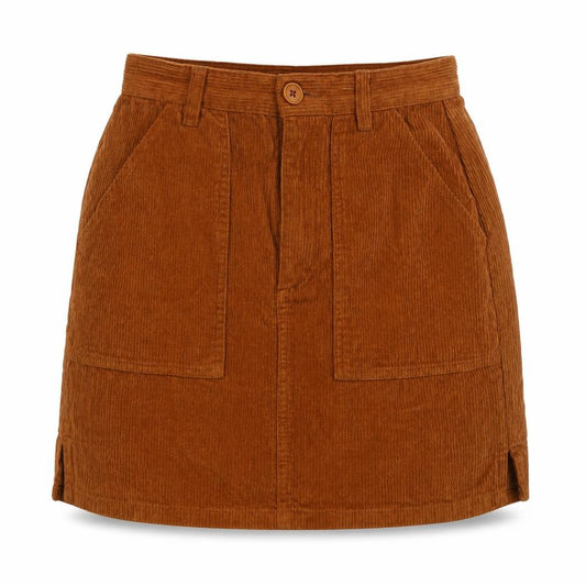 Front view of ASOS women’s brown cotton a-line skirt, size UK 8, zip