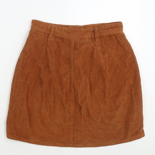 ASOS Womens Brown Cotton A-Line Skirt Size 8 Zip