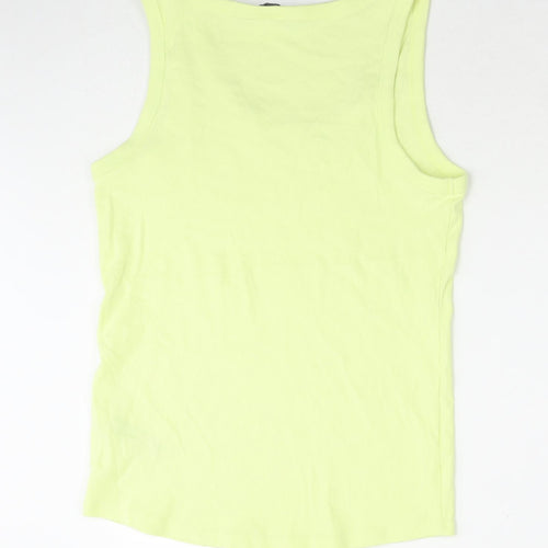 Marks and Spencer Womens Green Cotton Basic Tank Size 18 Round Neck