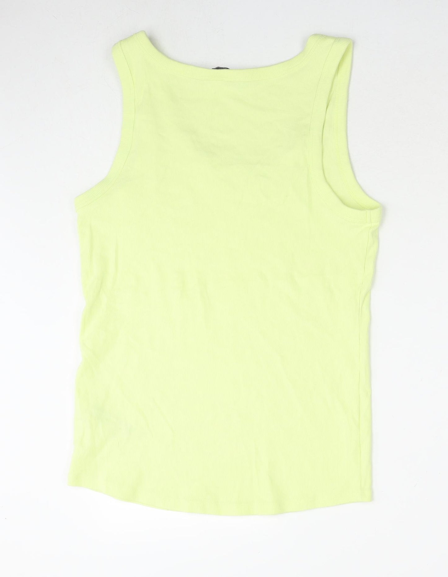 Marks and Spencer Womens Green Cotton Basic Tank Size 18 Round Neck