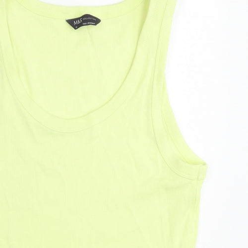 Marks and Spencer Womens Green Cotton Basic Tank Size 18 Round Neck