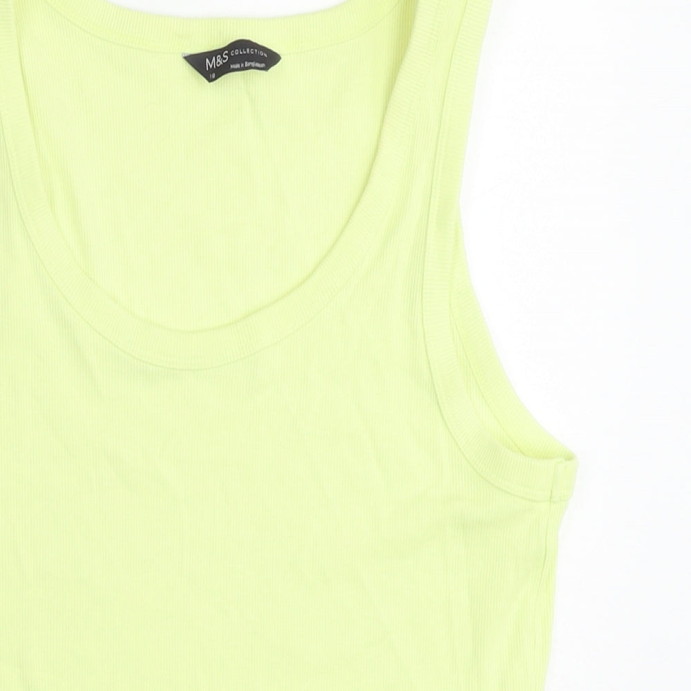 Marks and Spencer Womens Green Cotton Basic Tank Size 18 Round Neck