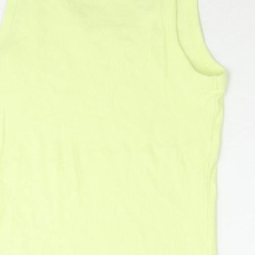 Marks and Spencer Womens Green Cotton Basic Tank Size 18 Round Neck