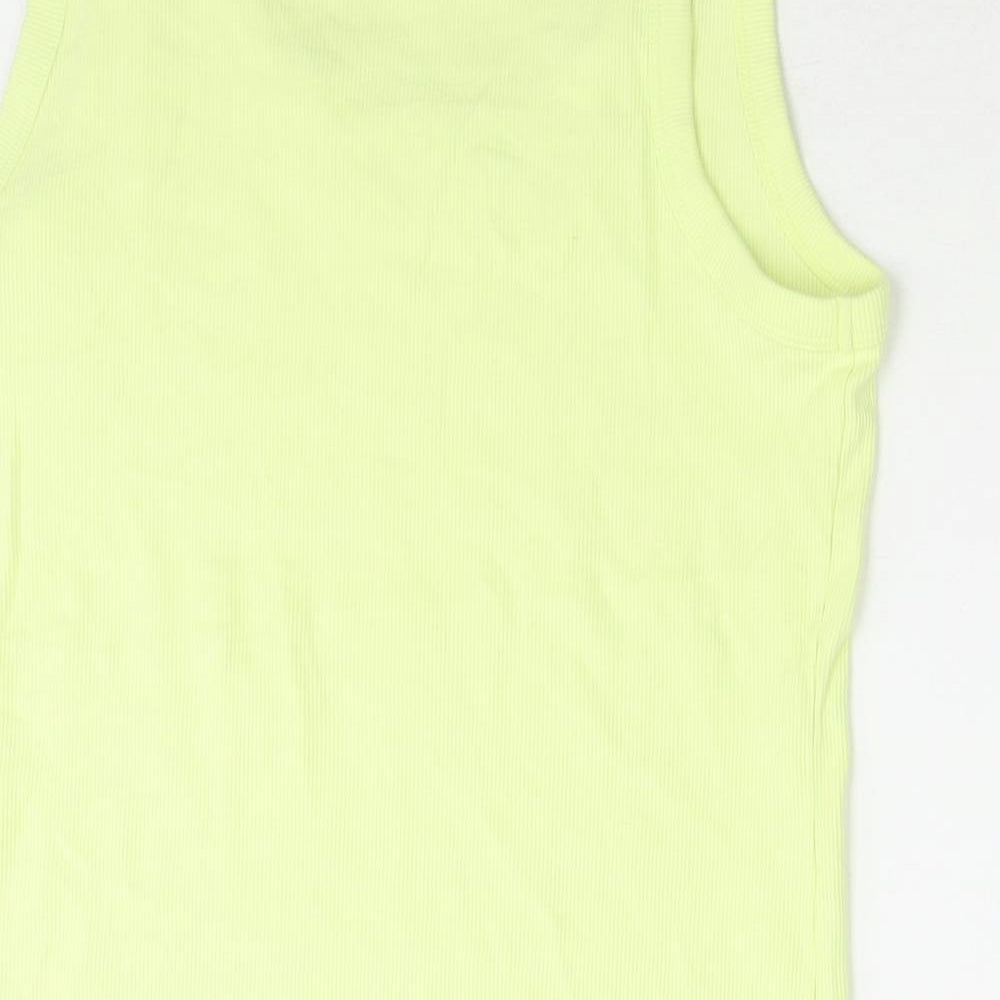 Marks and Spencer Womens Green Cotton Basic Tank Size 18 Round Neck