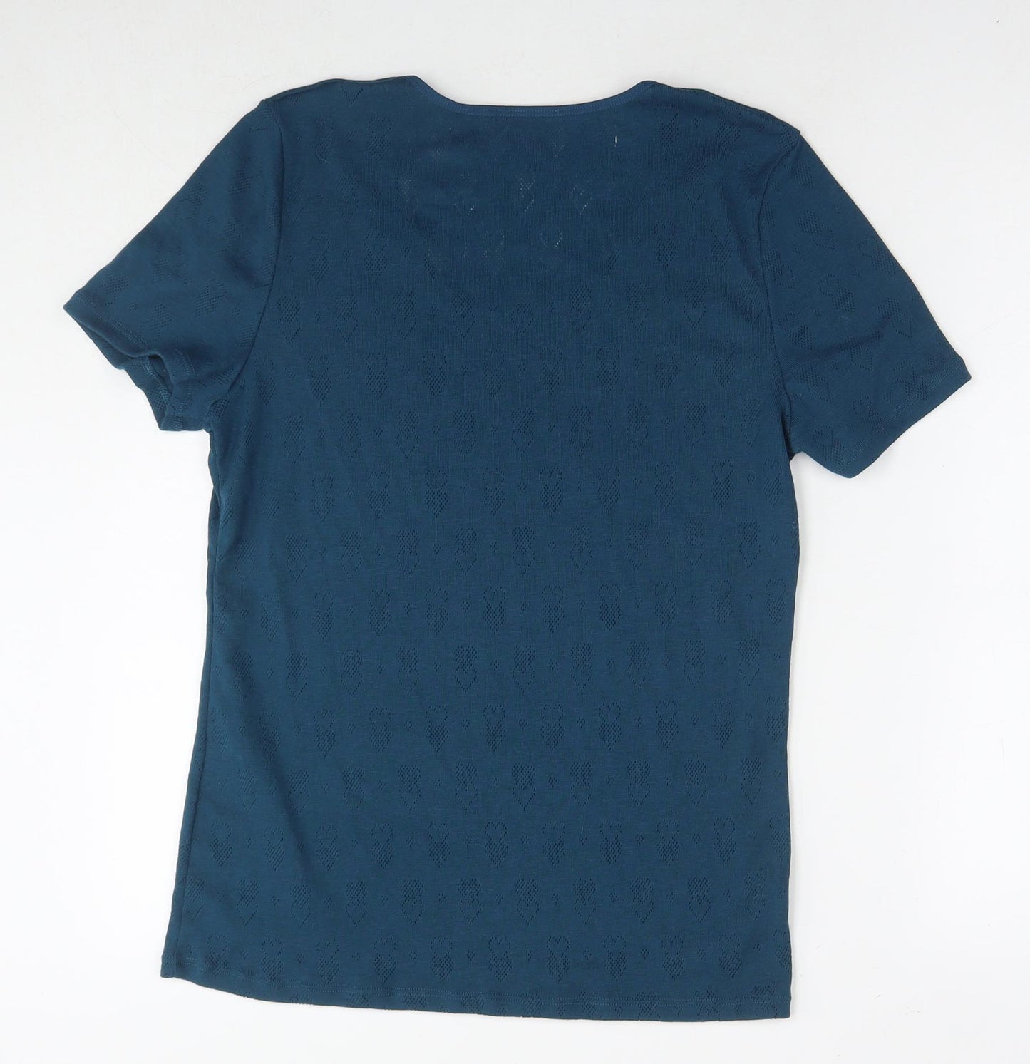 Damart Womens Blue Polyester Basic T-Shirt Size L Round Neck