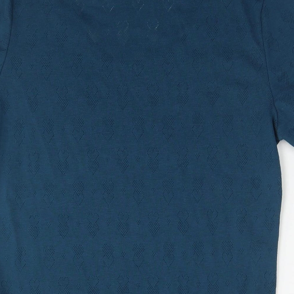 Damart Womens Blue Polyester Basic T-Shirt Size L Round Neck