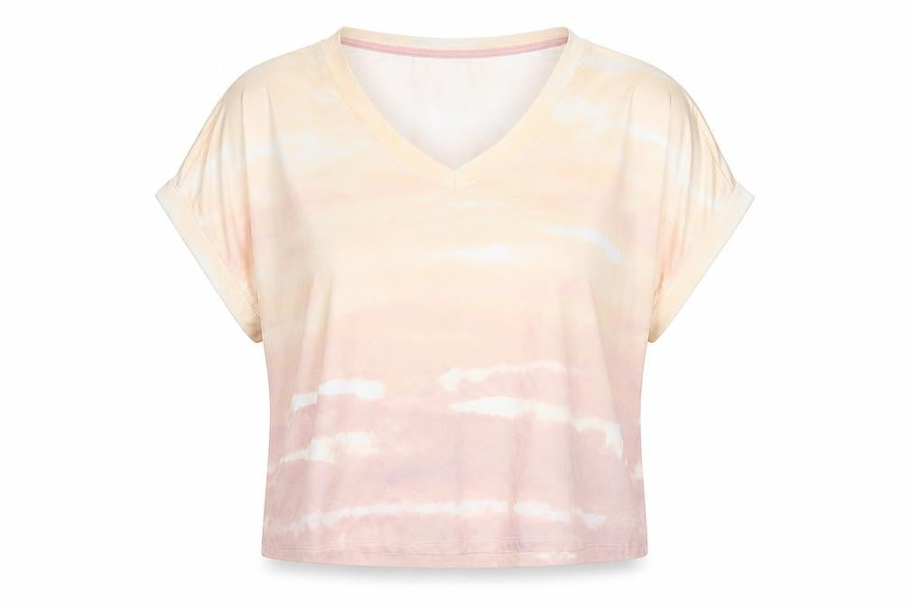 Danskin Womens Multicoloured Striped Polyester Basic T-Shirt Size XL V-Neck