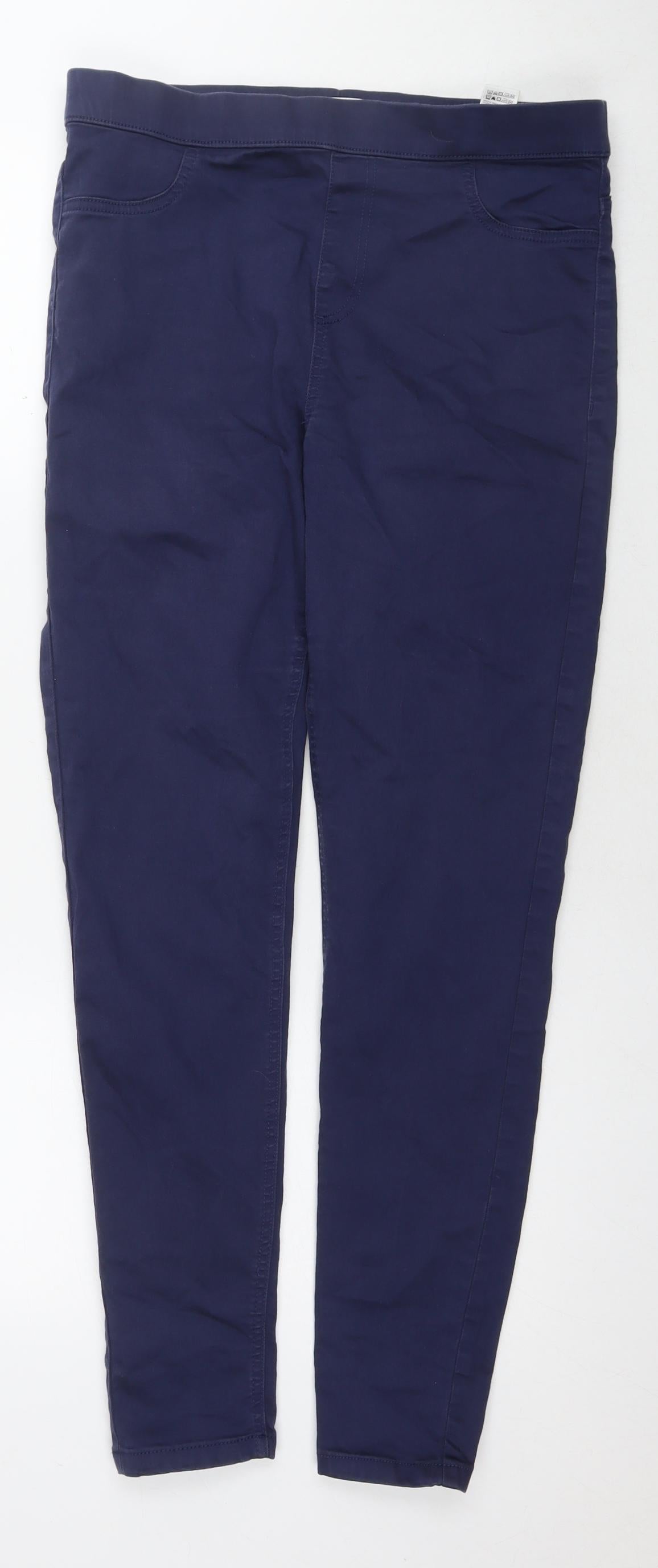 Marks and Spencer Womens Blue Cotton Jegging Jeans Size 14 L30 in Regular Zip