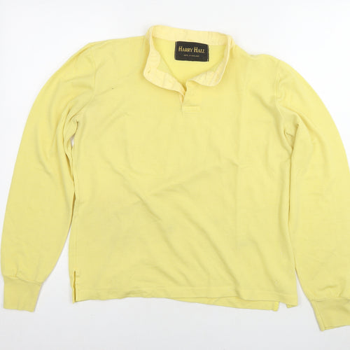 Henry Hall Mens Yellow Wool Henley Sweatshirt Size L