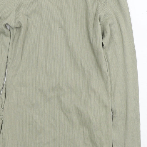 H&M Womens Green Cotton Basic T-Shirt Size S V-Neck