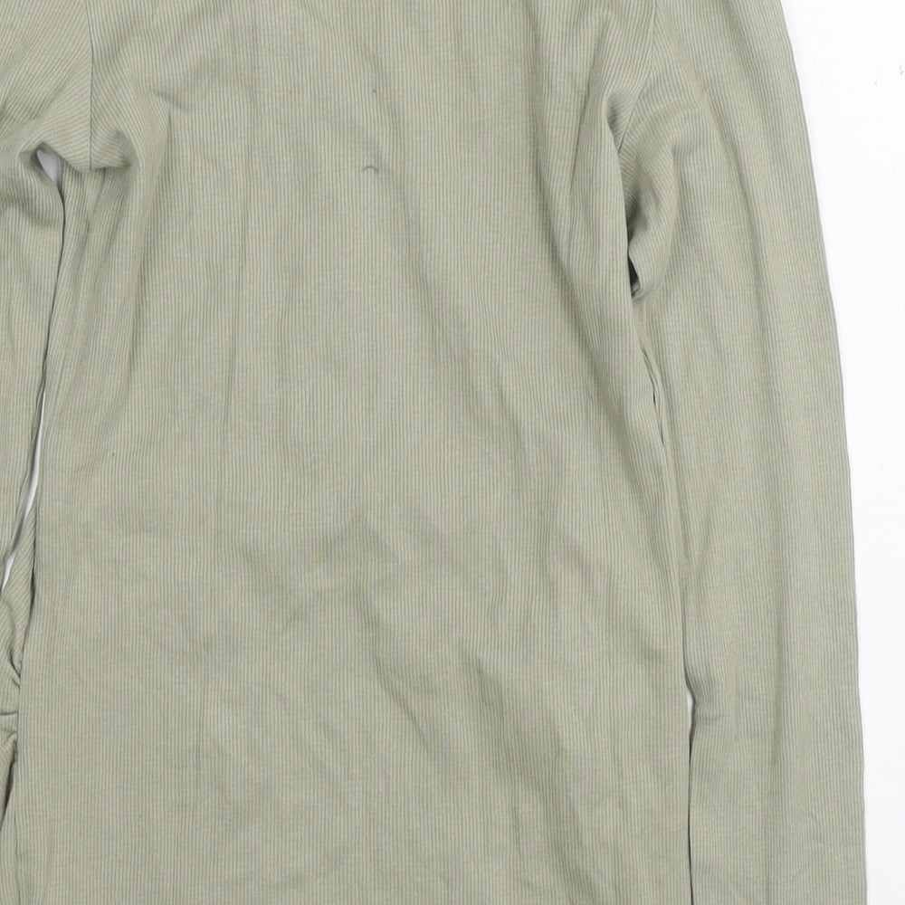 H&M Womens Green Cotton Basic T-Shirt Size S V-Neck