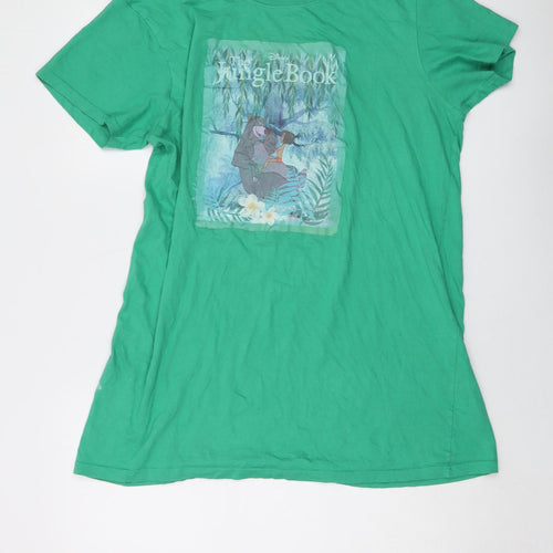 Disney Womens Green Cotton Basic T-Shirt Size 10 Crew Neck