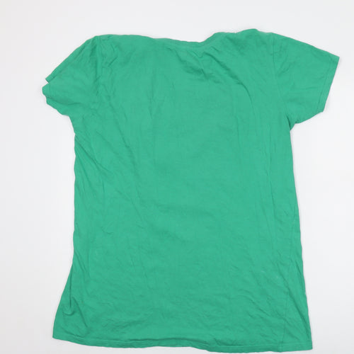 Disney Womens Green Cotton Basic T-Shirt Size 10 Crew Neck