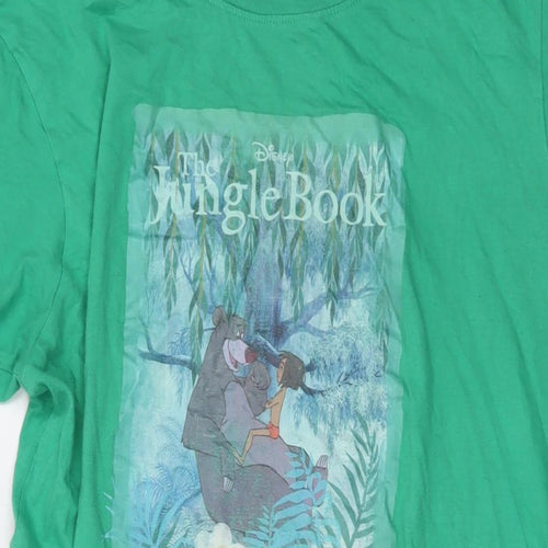 Disney Womens Green Cotton Basic T-Shirt Size 10 Crew Neck