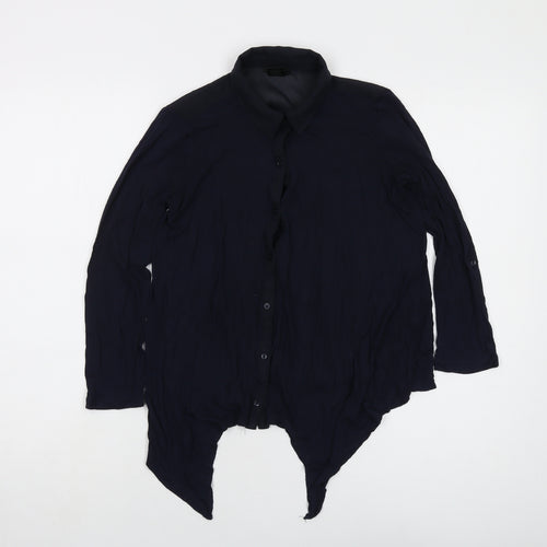 Ann Taylor Womens Blue Viscose Basic Blouse Size 2XS Collared