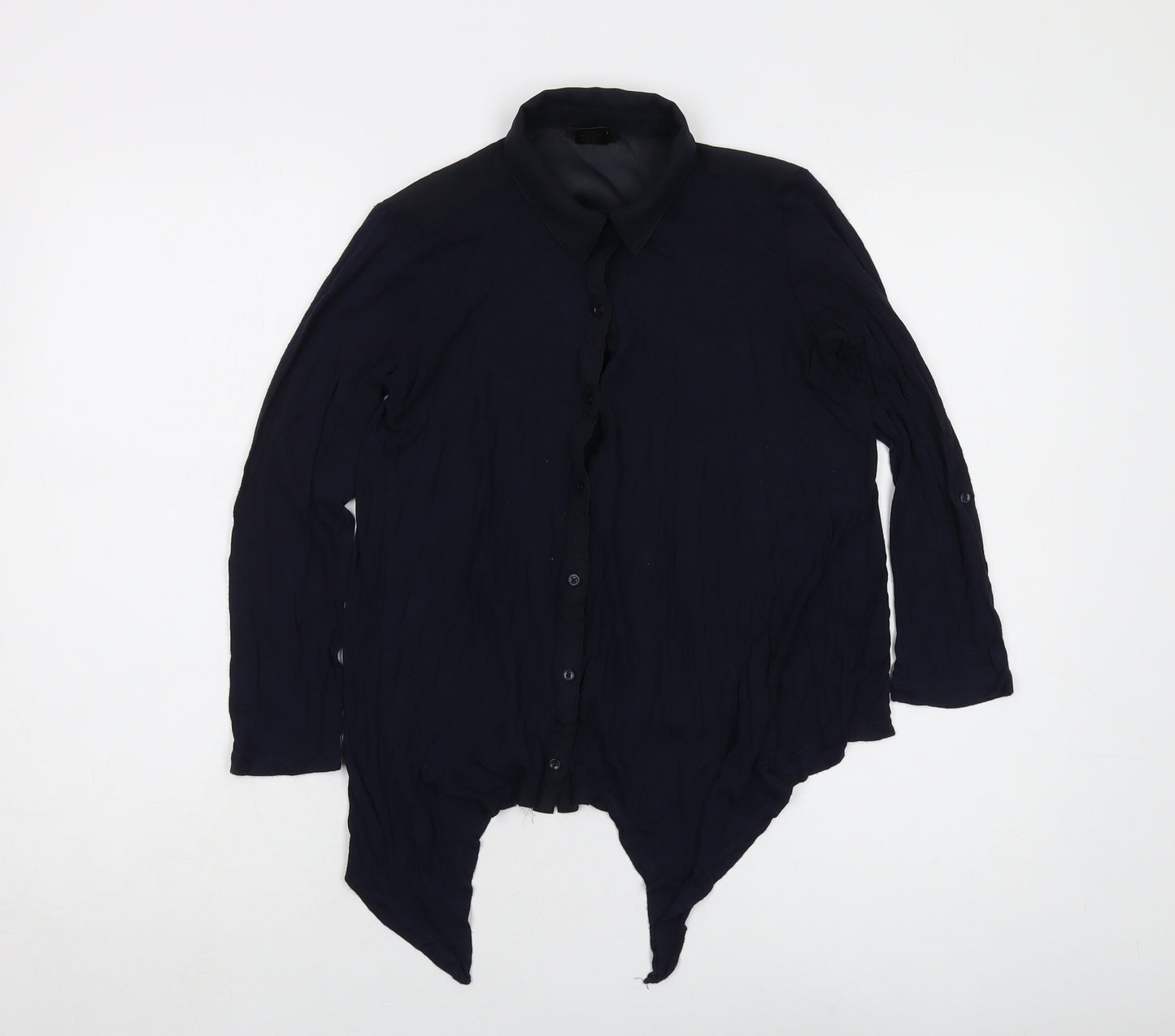 Ann Taylor Womens Blue Viscose Basic Blouse Size 2XS Collared