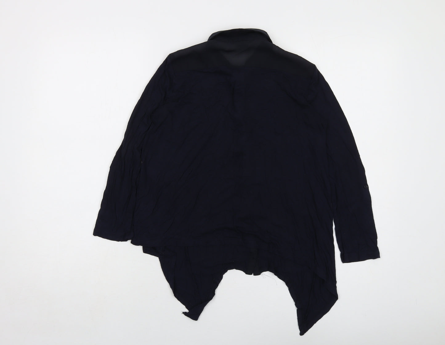 Ann Taylor Womens Blue Viscose Basic Blouse Size 2XS Collared