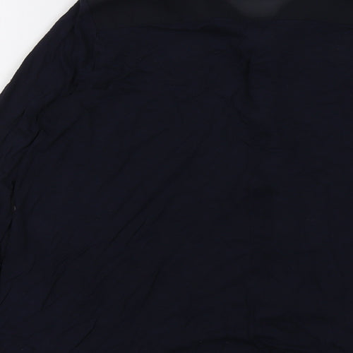 Ann Taylor Womens Blue Viscose Basic Blouse Size 2XS Collared